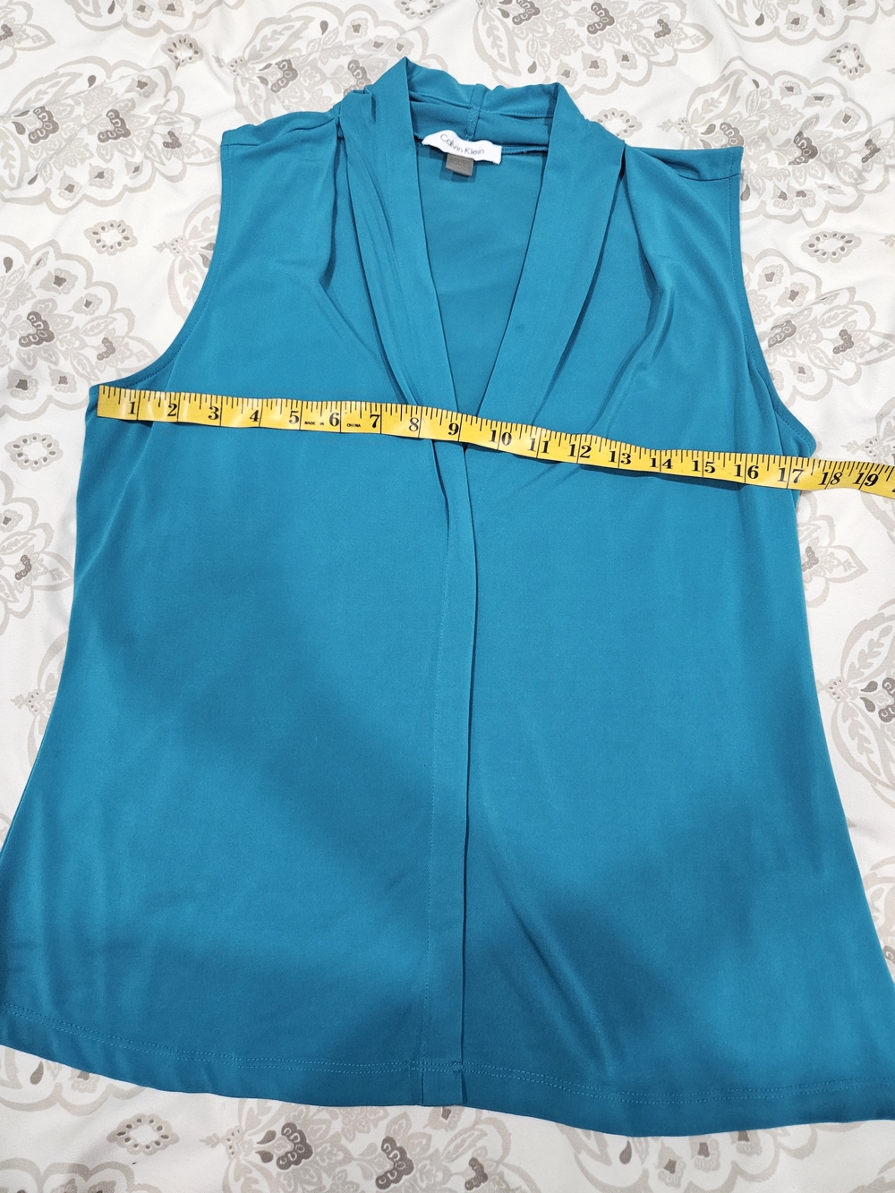 Calvin Klein Teal Sleeveless V-Neck Shell - Picture 2 of 6
